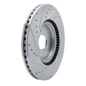 Hyundai SONATA Brake Rotor (1) - Front Right - R1 Concepts - Drilled & Slotted - Silver - `21-`26